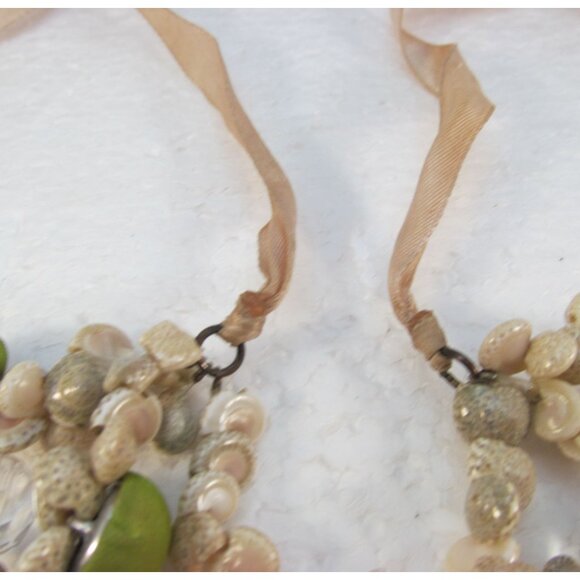 Vintage Multi Strand Shell & Bead Necklace with Ribbon Tie - Picture 7 of 15